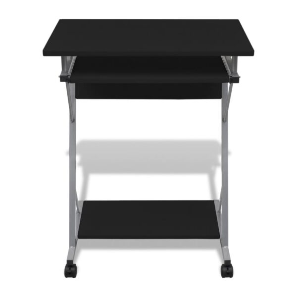 vidaXL Compact Computer Desk with Pull-out Keyboard Tray Black - Image 2