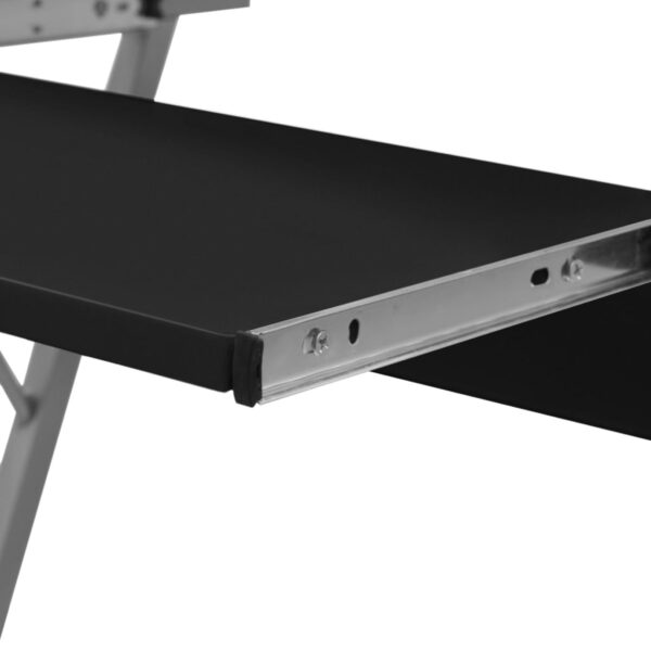 vidaXL Compact Computer Desk with Pull-out Keyboard Tray Black - Image 3