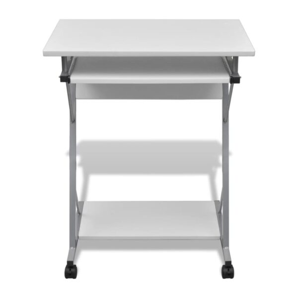 vidaXL Compact Computer Desk with Pull-out Keyboard Tray White - Image 2