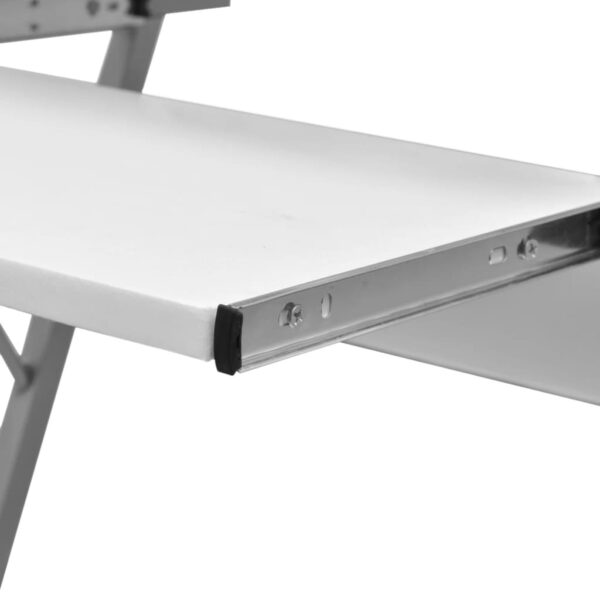 vidaXL Compact Computer Desk with Pull-out Keyboard Tray White - Image 3