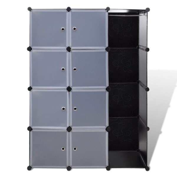 vidaXL Modular Cabinet with 9 Compartments 14.6"x45.3"x59.1" Black and White - Image 3