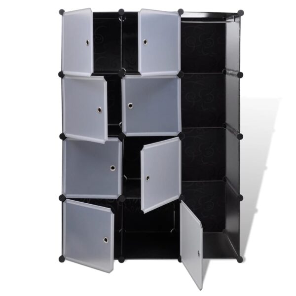 vidaXL Modular Cabinet with 9 Compartments 14.6"x45.3"x59.1" Black and White - Image 4