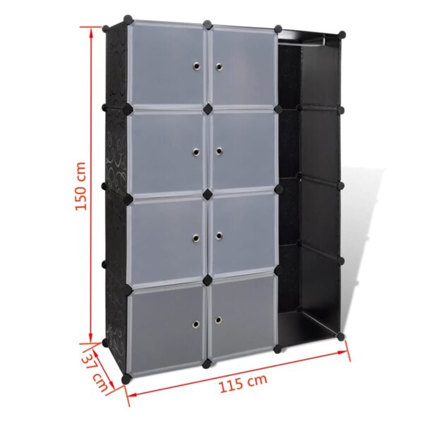 vidaXL Modular Cabinet with 9 Compartments 14.6"x45.3"x59.1" Black and White - Image 7