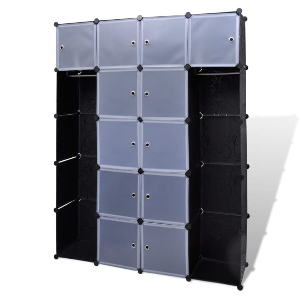 vidaXL Modular Cabinet with 14 Compartments Black and White 14.6"x57.5"x71.1" - Image 2