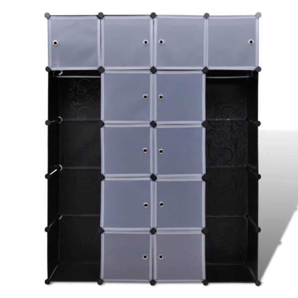 vidaXL Modular Cabinet with 14 Compartments Black and White 14.6"x57.5"x71.1" - Image 3