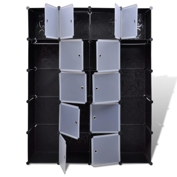 vidaXL Modular Cabinet with 14 Compartments Black and White 14.6"x57.5"x71.1" - Image 4