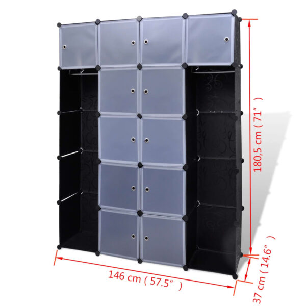 vidaXL Modular Cabinet with 14 Compartments Black and White 14.6"x57.5"x71.1" - Image 6