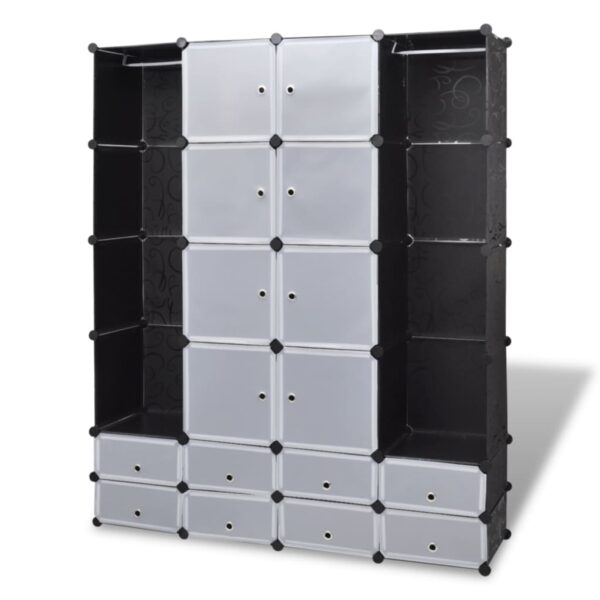 vidaXL Modular Cabinet with 18 Compartments Black and White 14.6"x57.5"x71.1" - Image 2