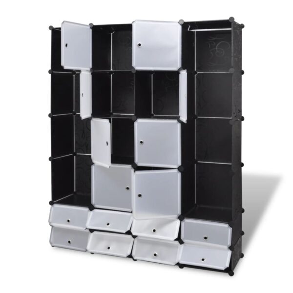 vidaXL Modular Cabinet with 18 Compartments Black and White 14.6"x57.5"x71.1" - Image 3