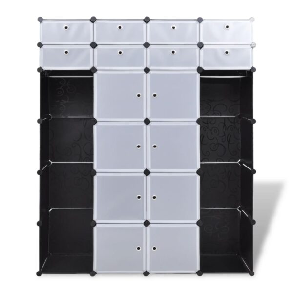 vidaXL Modular Cabinet with 18 Compartments Black and White 14.6"x57.5"x71.1" - Image 6