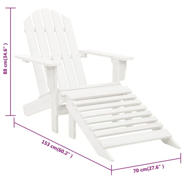 vidaXL Patio Chair with Ottoman Wood White - Image 8