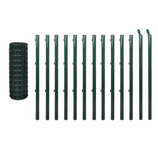 vidaXL Euro Fence Steel 82ftx2.6ft Green - Image 2