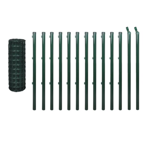 vidaXL Euro Fence Steel 82'x4.9' Green - Image 2