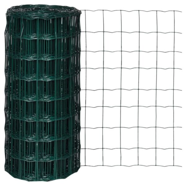 vidaXL Euro Fence Steel 32.8ftx2.6ft Green