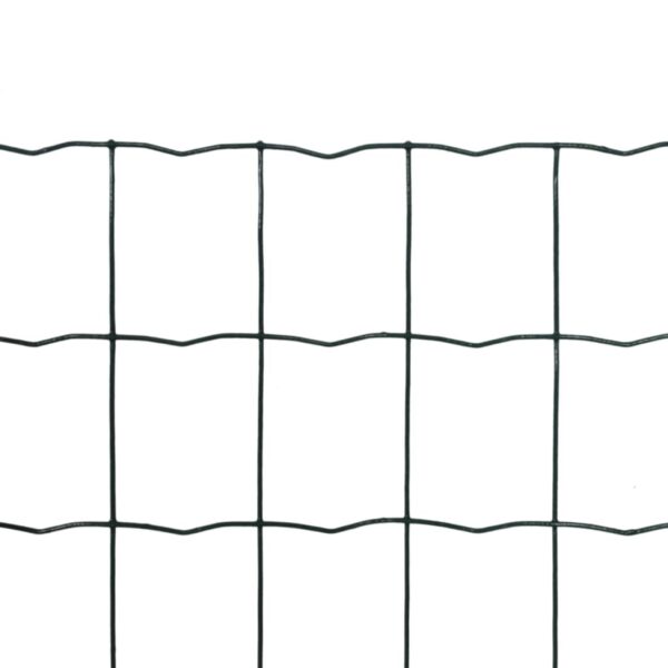 vidaXL Euro Fence Steel 32.8ftx2.6ft Green - Image 2