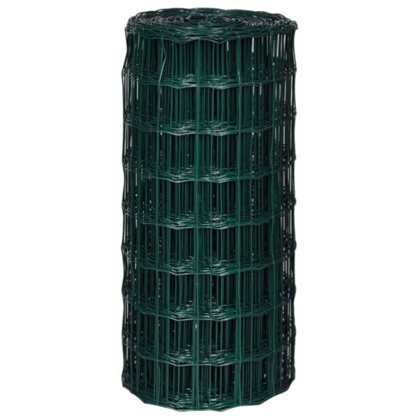 vidaXL Euro Fence Steel 32.8ftx2.6ft Green - Image 3