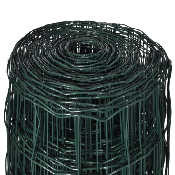 vidaXL Euro Fence Steel 32.8ftx2.6ft Green - Image 4