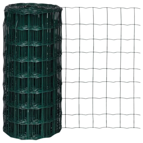 vidaXL Euro Fence Steel 82ftx2.6ft Green