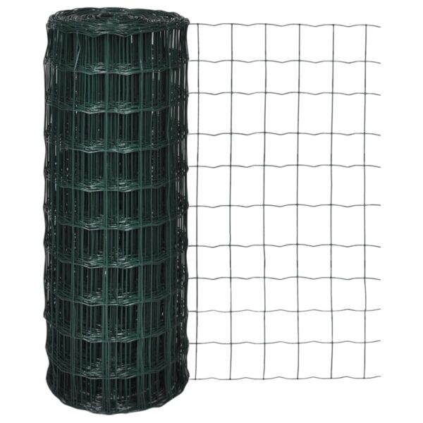 vidaXL Euro Fence Steel 82ftx3.3ft Green