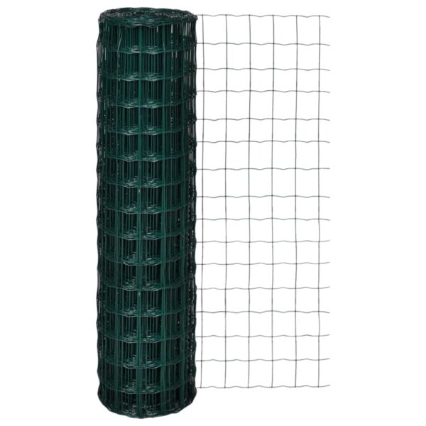 vidaXL Euro Fence Steel 82ftx4.9ft Green