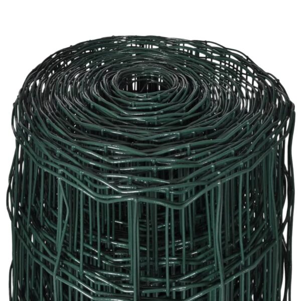 vidaXL Euro Fence Steel 82ftx4.9ft Green - Image 4