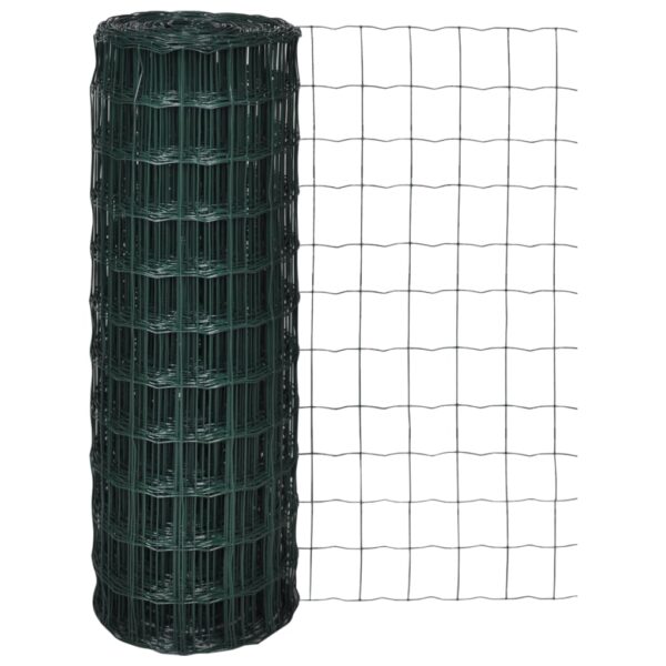 vidaXL Euro Fence Steel 82ftx2.6ft Green