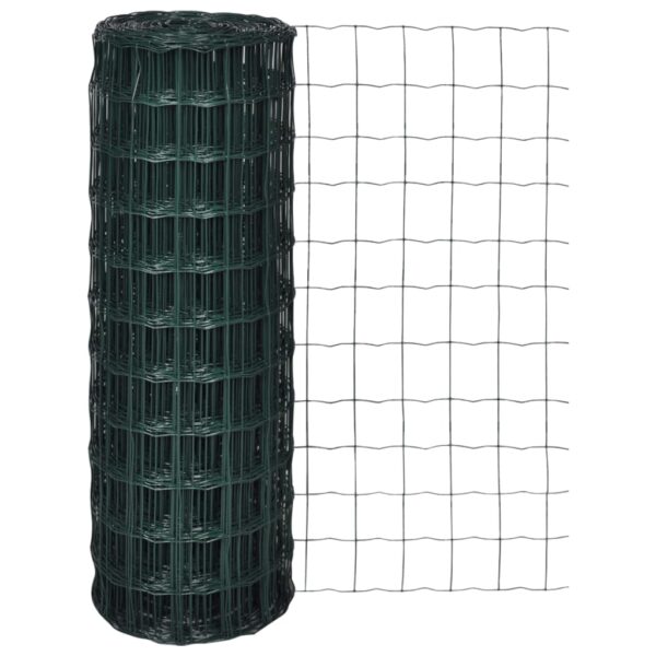 vidaXL Euro Fence Steel 82ftx3.3ft Green