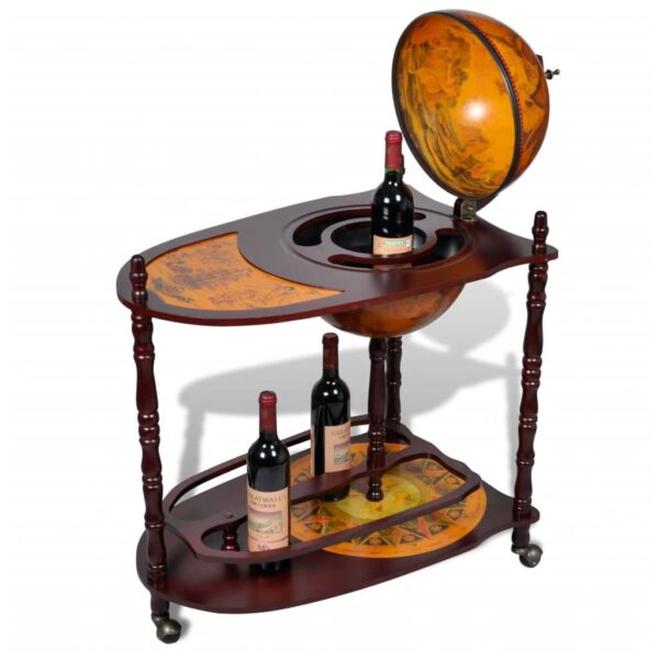 vidaXL Globe Bar Wine Stand Eucalyptus Wood Freestanding - Image 3