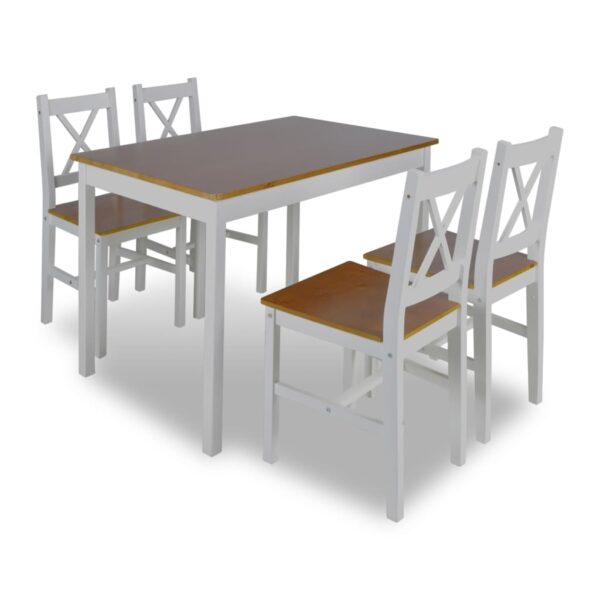 Wooden Table with 4 Wooden Chairs Furniture Set Brown - Image 2