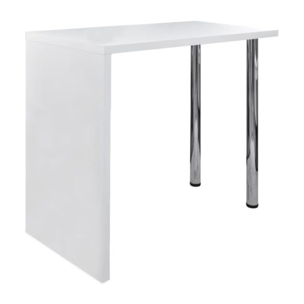 vidaXL Bar Table MDF with 2 Steel Legs High Gloss White - Image 2