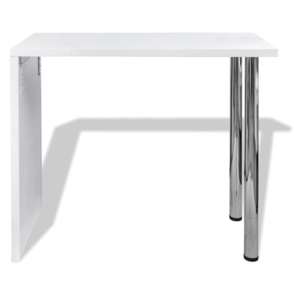 vidaXL Bar Table MDF with 2 Steel Legs High Gloss White - Image 3