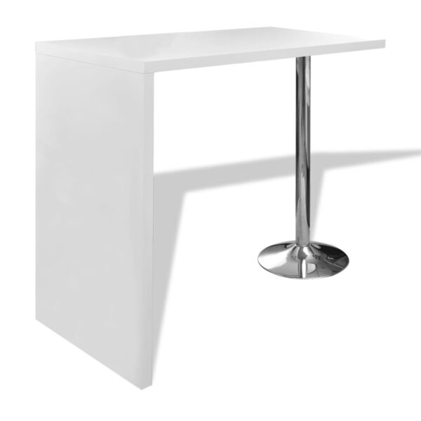 vidaXL Bar Table MDF with 1 Steel Leg High Gloss White - Image 2