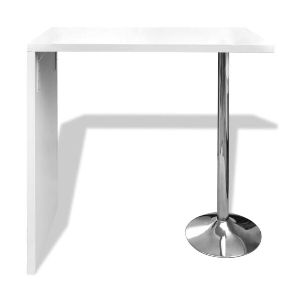 vidaXL Bar Table MDF with 1 Steel Leg High Gloss White - Image 3