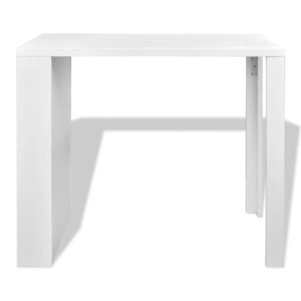 vidaXL Bar Table MDF with Wine Rack High Gloss White - Image 3