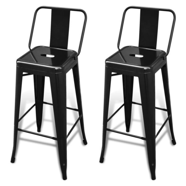 vidaXL Bar Stools 2 pcs Black Steel - Image 2