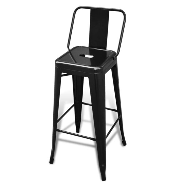 vidaXL Bar Stools 2 pcs Black Steel - Image 3