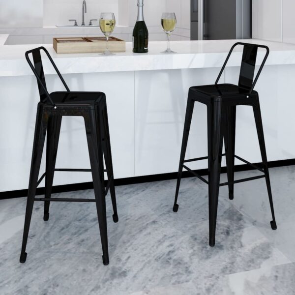 vidaXL Bar Stools 2 pcs Black Steel