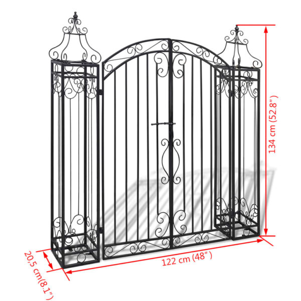 vidaXL Ornamental Garden Gate Wrought Iron 4'x8"x4' 5" - Image 5