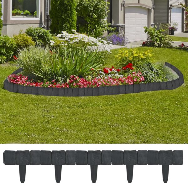 vidaXL Plastic Garden / Lawn Fence Stone Look 41 pcs 32.8'