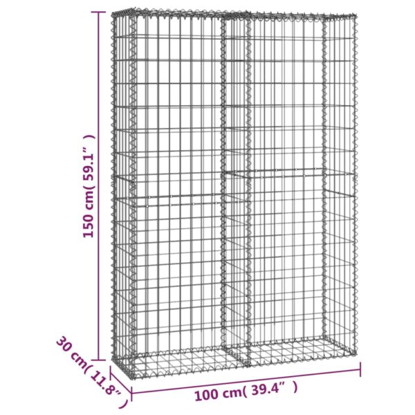 vidaXL Gabion Basket with Lids Galvanized Wire 59.1"x39.4"x11.8" - Image 7