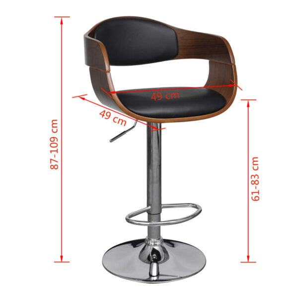 vidaXL Bar Stool Bent Wood and Faux Leather - Image 6