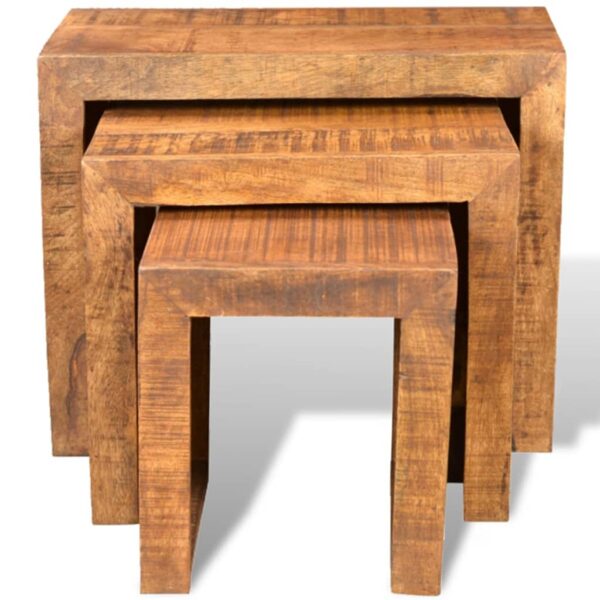 vidaXL Nesting Table Set 3 Pieces Solid Mango Wood - Image 3