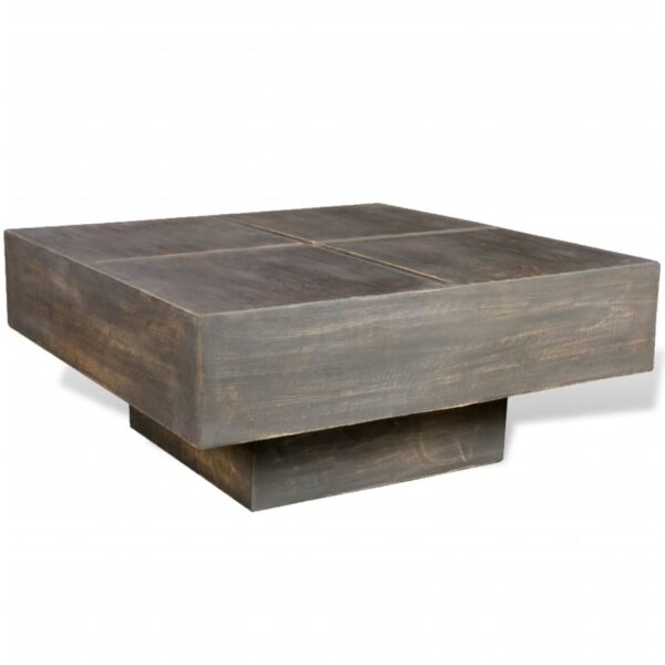 vidaXL Coffee Table Dark Brown Square Solid Mango Wood - Image 3