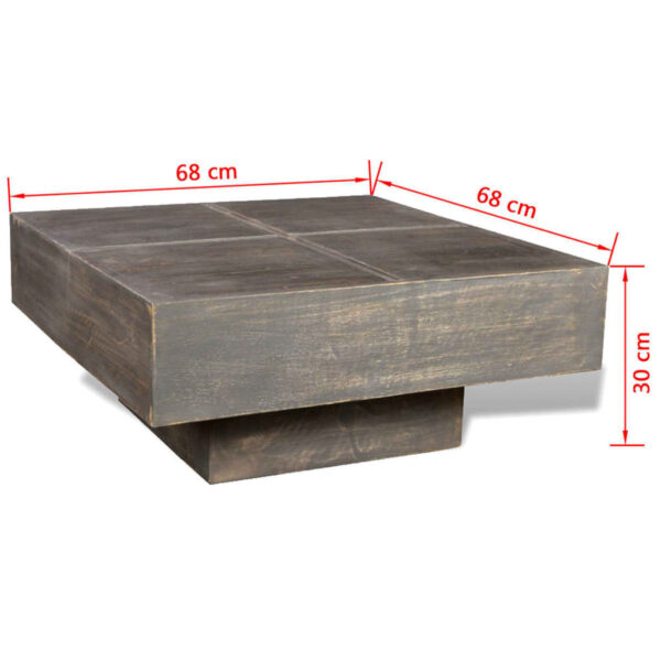 vidaXL Coffee Table Dark Brown Square Solid Mango Wood - Image 5