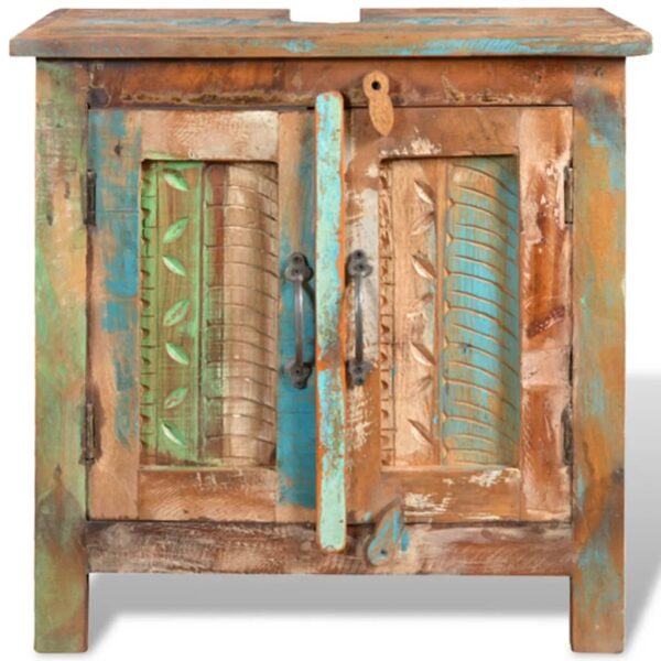 Reclaimed Solid Wood Bathroom Vanity Cabinet Set with Mirror - Image 4