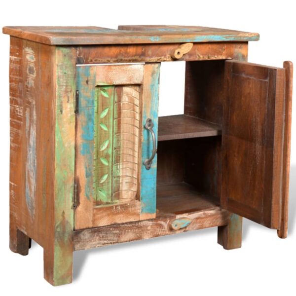 Reclaimed Solid Wood Bathroom Vanity Cabinet Set with Mirror - Image 6