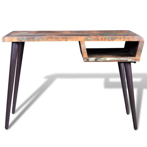 Reclaimed Wood Desk with Iron Legs - Image 2