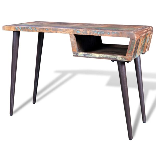 Reclaimed Wood Desk with Iron Legs - Image 3