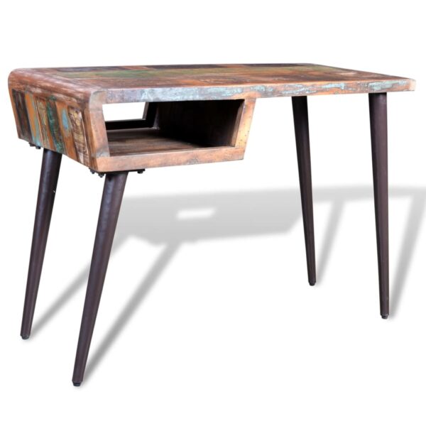 Reclaimed Wood Desk with Iron Legs - Image 4