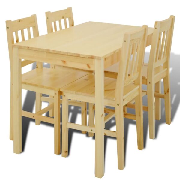 Wooden Dining Table with 4 Chairs Natural - Image 2